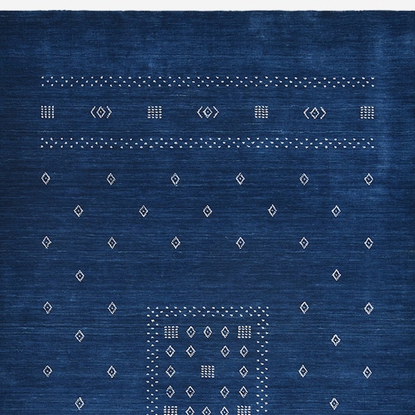 Navy Blue Color 100% Wool Handmade Area Rug | Luxury Living Room Rug | Plain Soft Wool carpet | Solid Wool Area Rug | Custom Rug | 9x12 Size