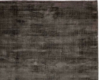 Charcoal Solid Hand-Loomed viscose Area Rug | Rugs for Living Room |  Solid Silk Rug | Custom Large Rug | Modern Rug | Plain Silk Rug