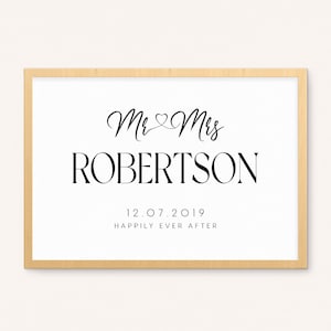 Mr. & Mrs. Custom Typography Wedding Digital Wall Art, Personalized Wedding Day Poster, A Family Gift, Love Print Family Home Wall Art