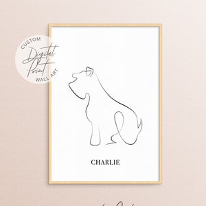 Schnauzer Customisable Gift Printable Dog Lover Elegant Line Art Drawing Schnauzer Silhouette Poster Gift Idea Animal Lover