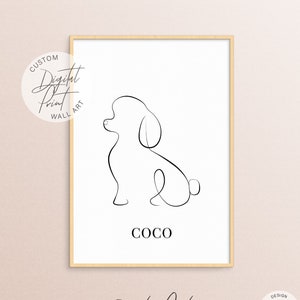 Poodle Customisable Gift Printable Dog Lover Elegant Art Poodle Line ...