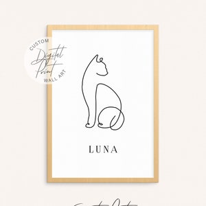 Cat Personalised Line Art Wall Decor , Cat Owner Gift, Cat Line Art, Pet Print, Cat Lover Gift, Pet Lover Present, Custom Cat Poster