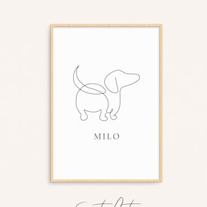 Dachshund Personalised Line Art Wall Decor , Dachshund Owner Gift, Dog Line Art, Dog Lover Gift, Custom Dachshund Poster, My Dachshund Decor