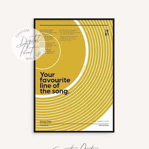 Testi di canzoni personalizzati in vinile, arte murale digitale, poster della canzone preferita, arte murale personalizzata Melomane, regalo personalizzato per la canzone, stampa per amanti della musica