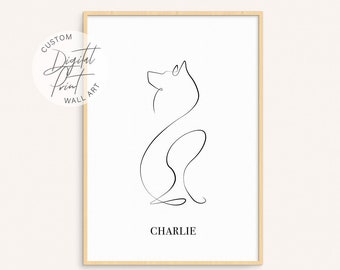 Collie Customisable Gift Printable for Dog Lover Line Art Drawing Collie Silhouette Poster Gift Idea for Collie Owner