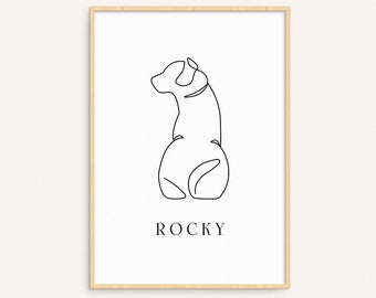 Dog Personalised Line Art Wall Decor , Dog Owner Gift, Dog Line Art, Pet Print, Dog Lover Gift, Pet Lover Present, Custom Dog Poster