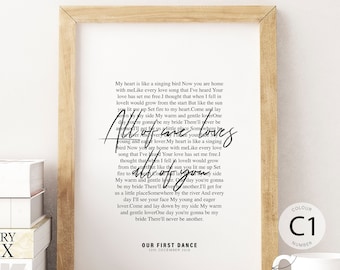 Personalized Song Lyrics Poster Wall Art, Wedding Song, Couples Gift, Custom First Dance for Anniversary Gift, Wedding Gift