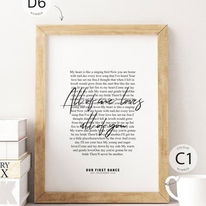 Personalized Song Lyrics Poster Wall Art, Wedding Song, Couples Gift, Custom First Dance for Anniversary Gift, Wedding Gift