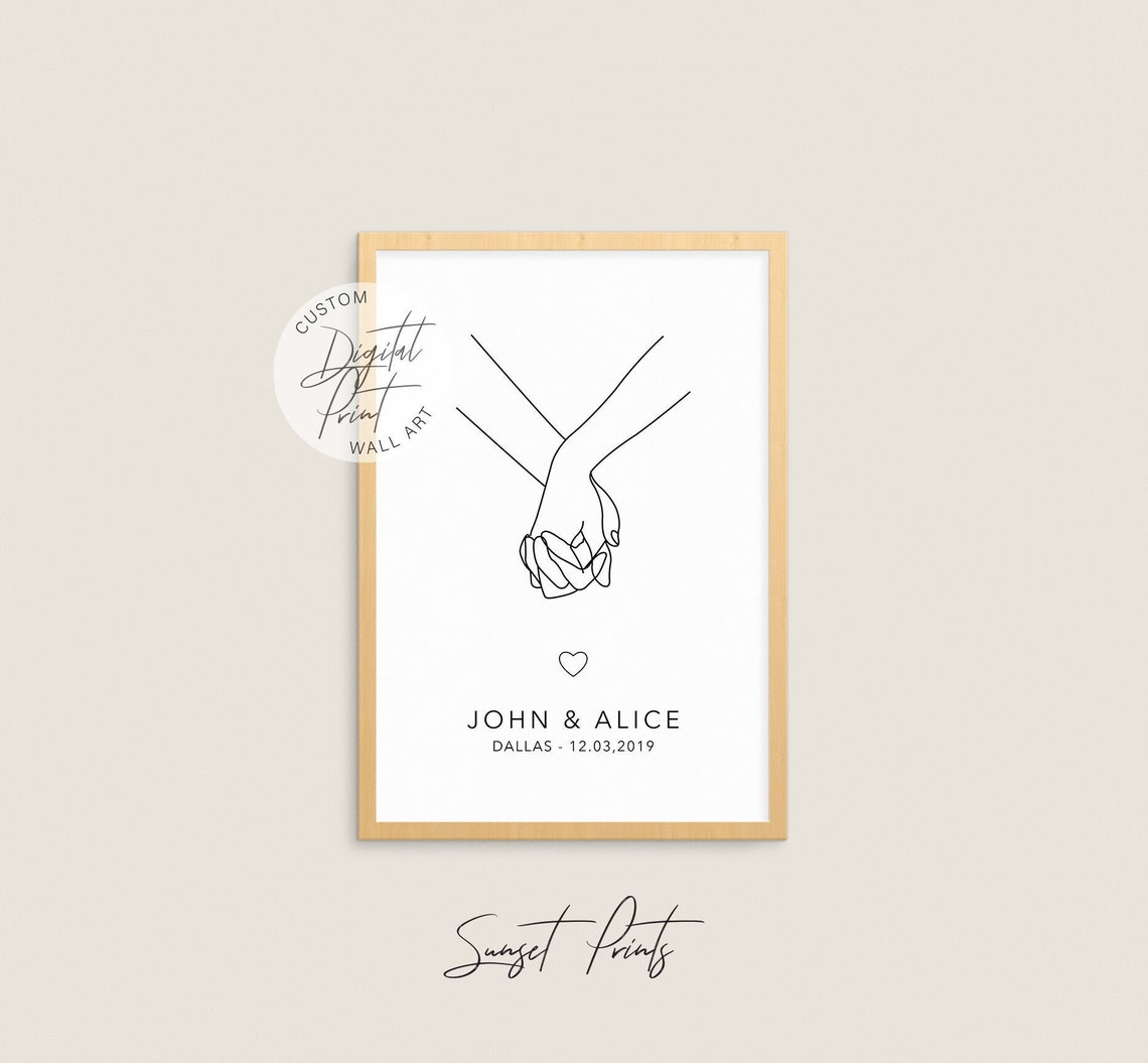 Custom Couple One Line Art With Names and Date Sweet Couple - Etsy