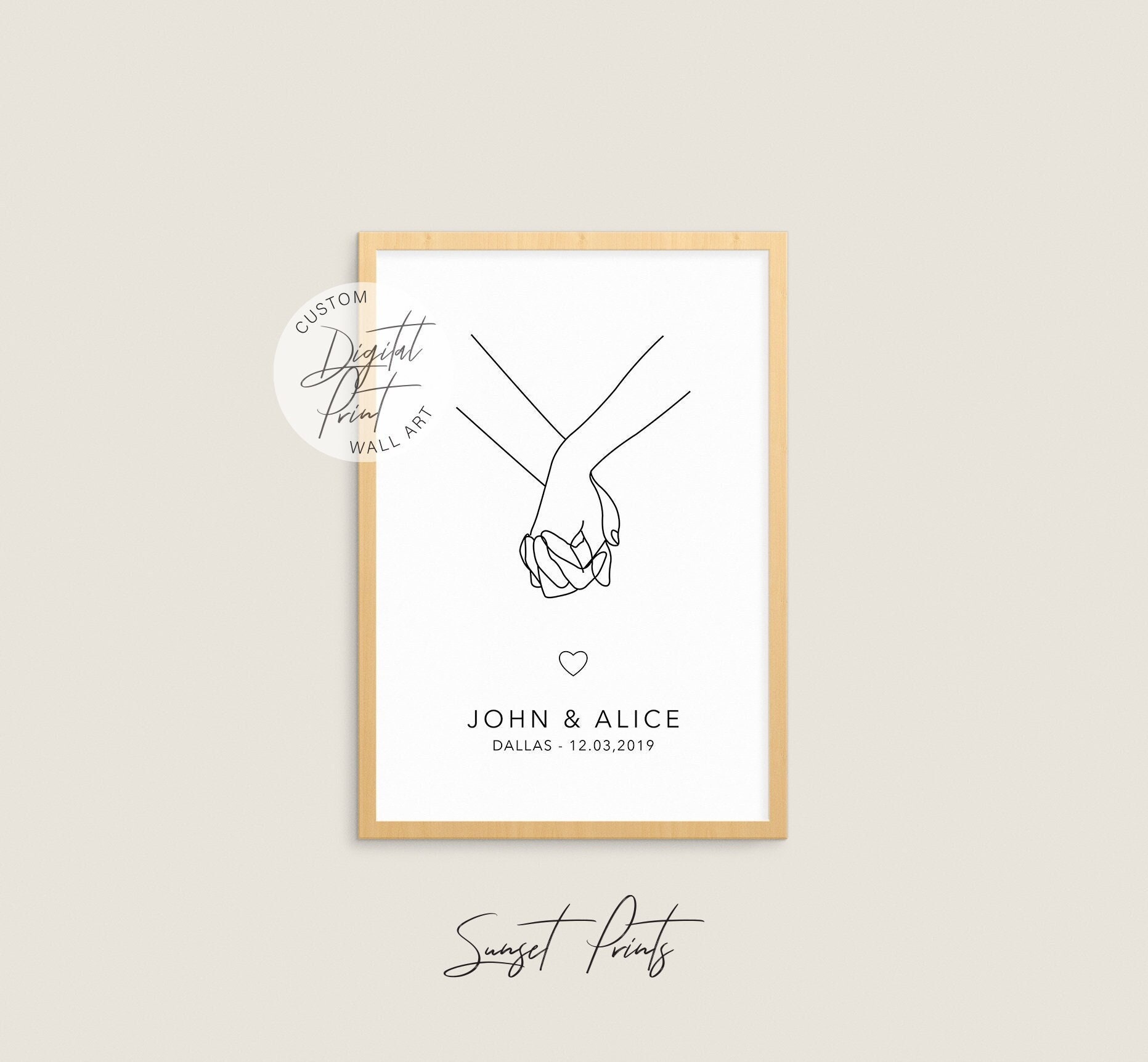 Custom Couple One Line Art With Names and Date Sweet Couple - Etsy