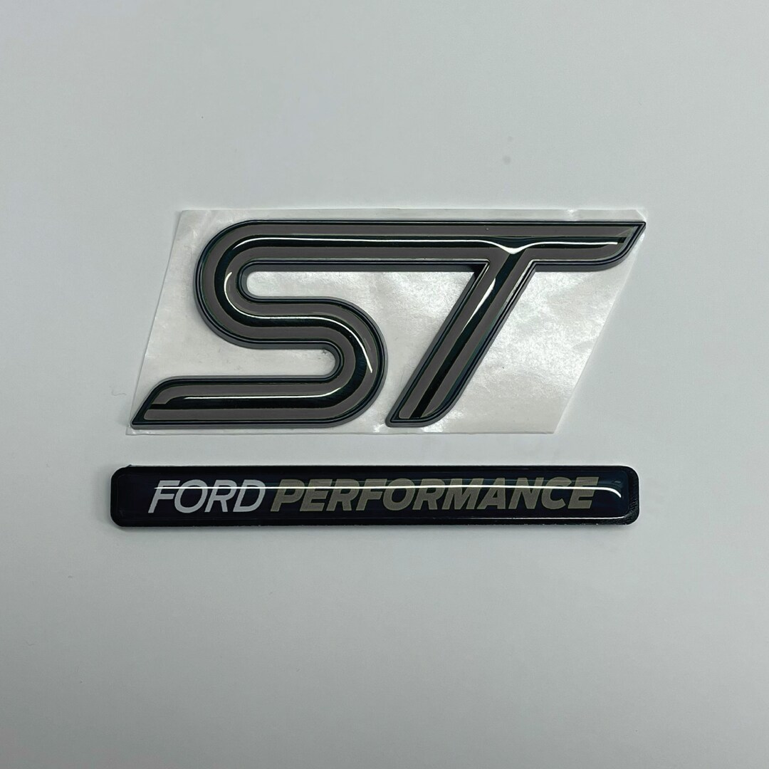 Black ST Badge Set Front and Rear Double Line Insert With Ford ...