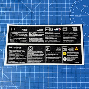 Renault OEM Engine Safety Sticker Set Clio Mk4 (2013 - 2019) Renault Textured OEM Finish