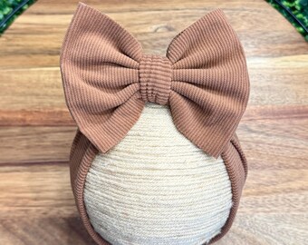 Nude Mocha Brown Classic Corduroy Fall Baby Head Wrap Bow, Brown Baby Head Wrap, Brown Bow, Fall Bows, Orange Corduroy Head Wrap, Mocha Bow