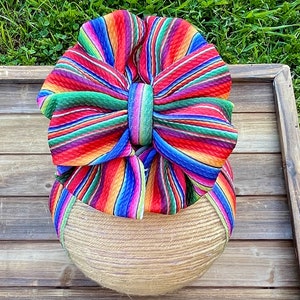 Day of The Dead Head Wrap Bow, Cinco De Mayo Serape Head Wrap, Cinco De Mayo Bow, Serape Head Wrap, Serape Bow, Mexican Inspired Head Wrap