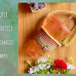 Häkelbecher Halter Wasserflasche, Tassenhalter, Kaffee Tutorial Muster Halter Ästhetik einfach einfach. DIGITALER DOWNLOAD | PDF Anleitung