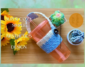 Cup holder, Tumbler holder Water bottle holder, Aesthetics sexy Crochet instant DIGITAL DOWNLOAD, PDF Printable pattern