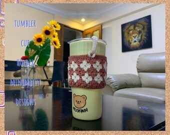 Cup Holder, Tumbler, Water bottle carrier, reusable sustainable, reversible Crochet Pattern  DIGITAL DOWNLOAD | PDF instructions | video