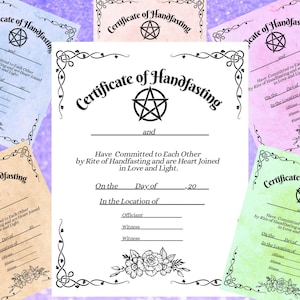 Pentagramm-Handfasting-Zertifikat / Digital Download / Print at Home / Heidnische Zeremonie / Alternative Hochzeit / Heiratsurkunde