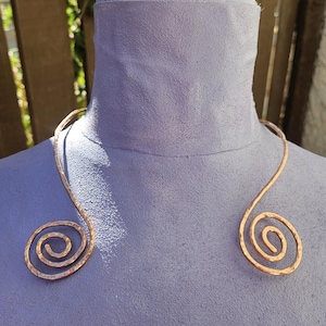 Copper Spiral Torc Necklace/ Hammered Copper Choker/ Viking or Celtic Style Jewelry/ Torque Collar/ By Elven Soul