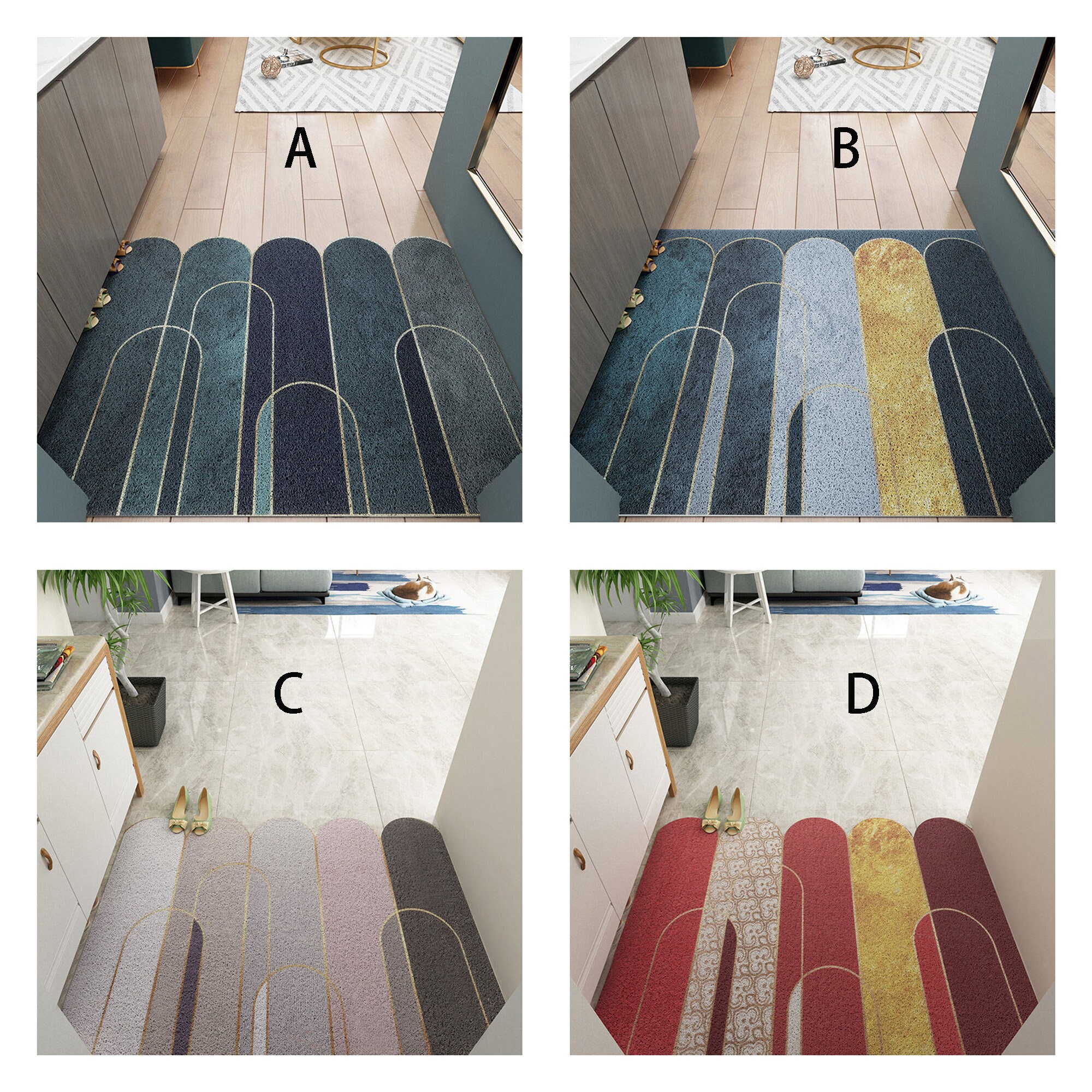 7 Styles Cuttable Geometric Non-slip Carpet for Front Door,pvc Kitchen  Anti-slip Rug,entry Floor Mat,pvc Door Mat,washable Rug,indoor Carpet 