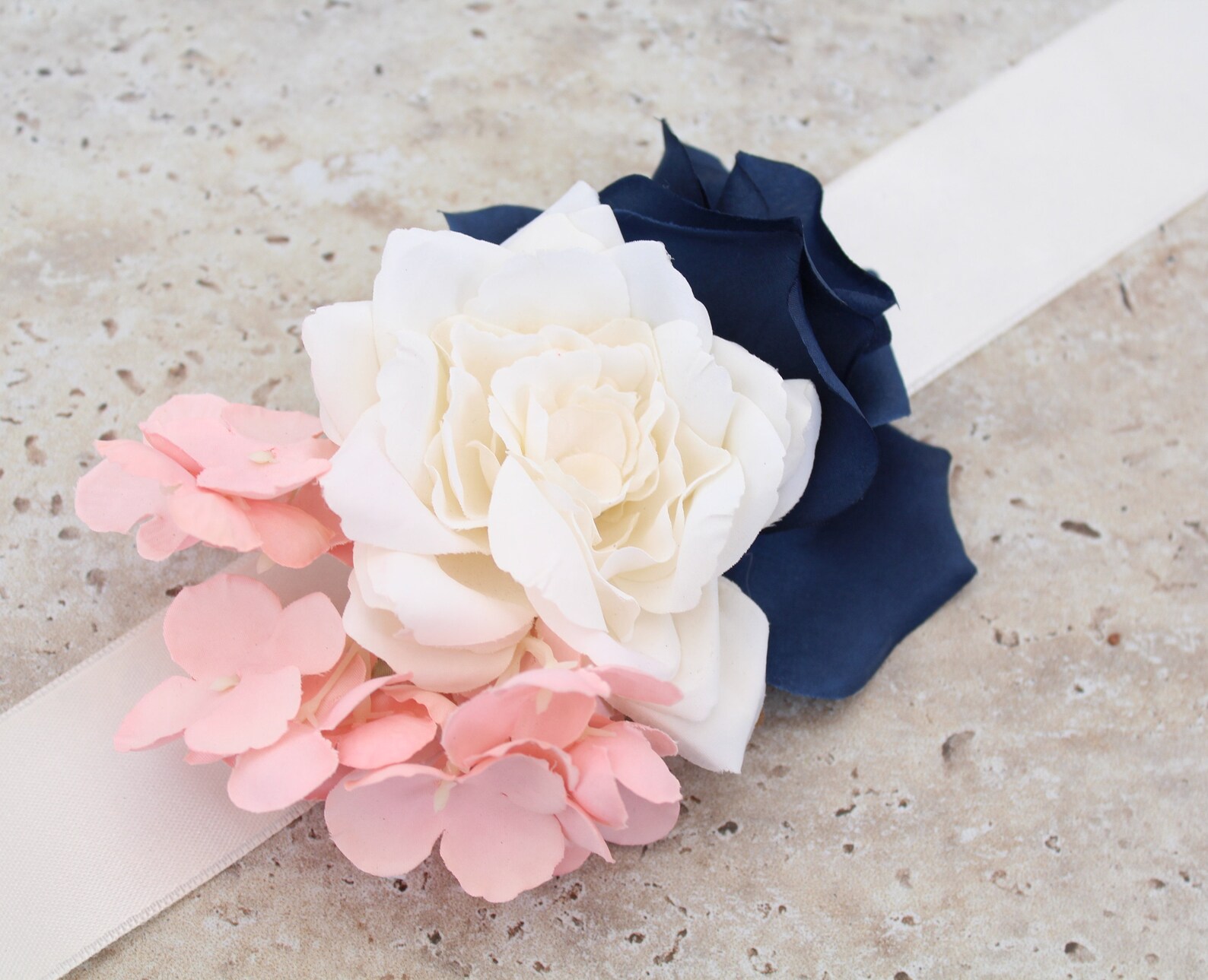 Bridal Bouquet Navy Blue Wedding Bouquet Blush Pink Bouquet Etsy