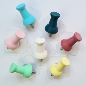 Adhesive Large Push Pin hooks, Adhesive towel rack, Nursery hook, Kitchen hook, Modern decorative bathroom rack