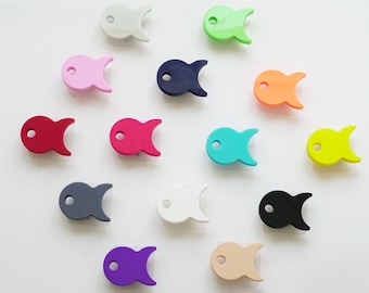 Fish hanging racks - Pastel colors, Adhesive hooks, Bathroom towel hook, Kids bathroom accessories
