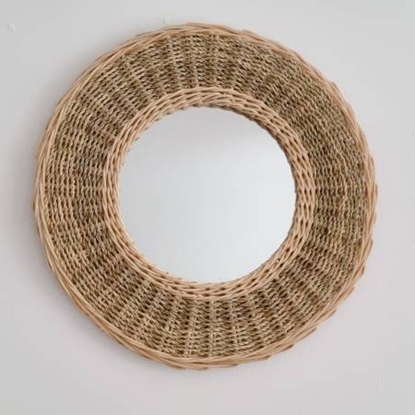 Round Wicker Mirror Etsy
