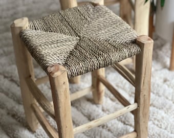 Tabouret en bois d’eucalyptus et cordes tressées • 2 tailles disponibles