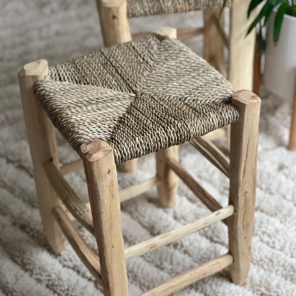 Tabouret en bois d’eucalyptus et cordes tressées • 2 tailles disponibles