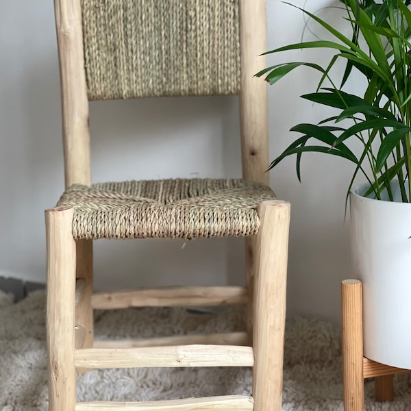 Chaise enfant en bois d’eucalyptus et cordes tressées