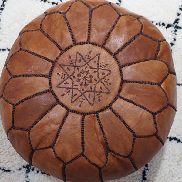 Pouf berbere marocain fait main – 100% laine – Pièce artisanale authentique - Décoration