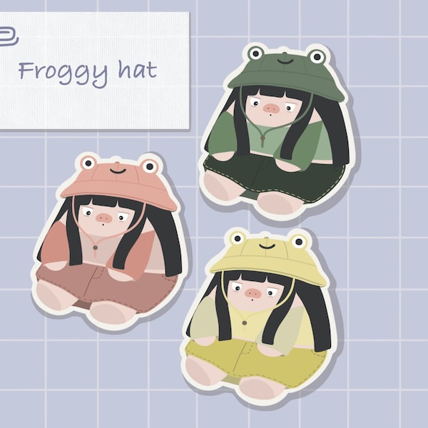 Froggy Bucket Hat︱Matte Vinyl Sticker