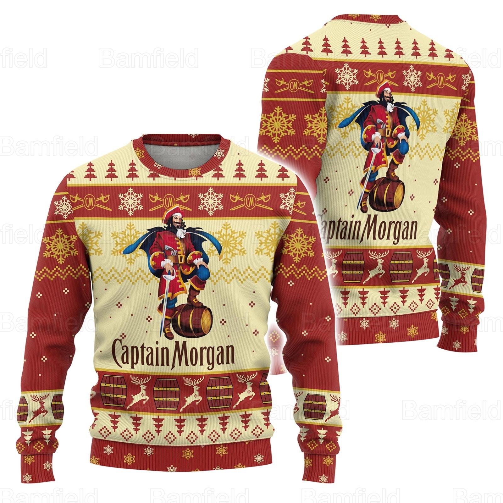 Discover Weihnachtsgeschenke, Captain M.organ Logo Getränk Lustig 3D Pullover