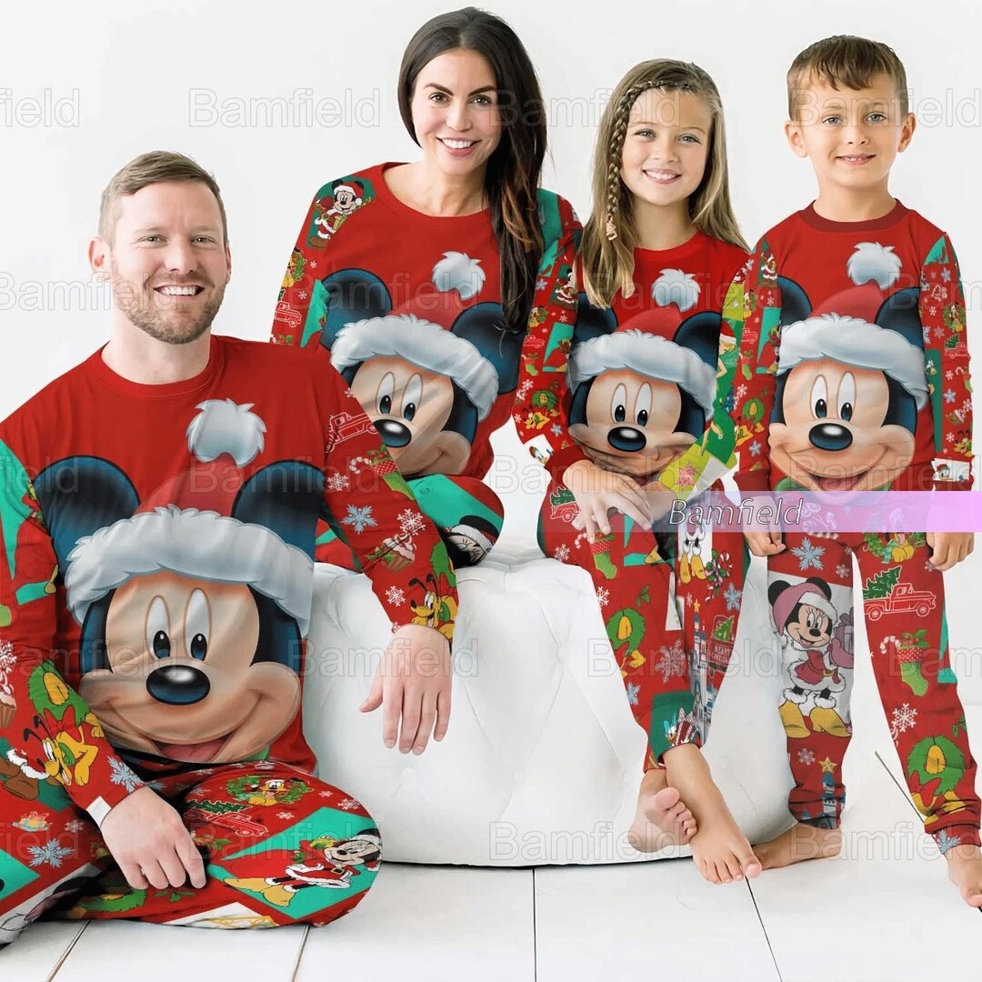 Christmas Mickey Matching Family Pajamas Set Disney Pajamas Etsy
