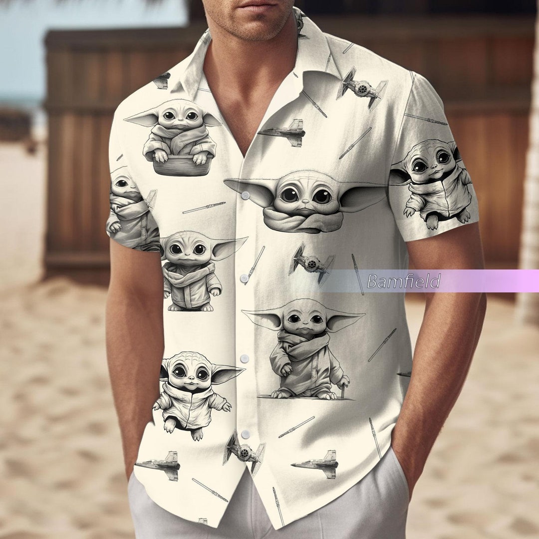Baby Yoda Shirt Baby Yoda Hawaiian Shirt Baby Yoda Button Etsy