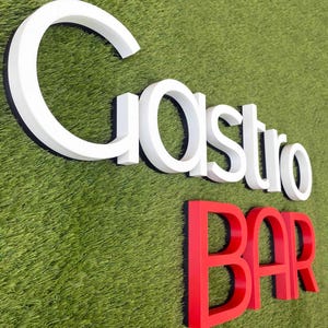 Letreros 3D para decoración de pared. Letras corpóreas personalizados de varios tamaños. Letras para empresas. Decoración de interiores.