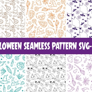 6 halloween seamless pattern digitali di halloween svg pattern senza soluzione di continuità eps carta digitale di halloween svg download