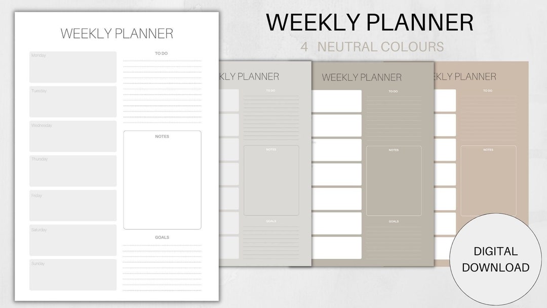 Minimalist WEEKLY PLANNER Digital Download, Planner for the Week ...