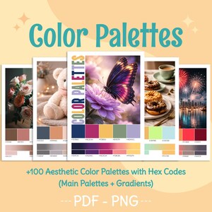 Farbpaletten mit HEX-Codes & Verläufen | +100 inspirierende Farbschemata für Grafikdesigner und Künstler| Druckbares PDF - PNG Bundle