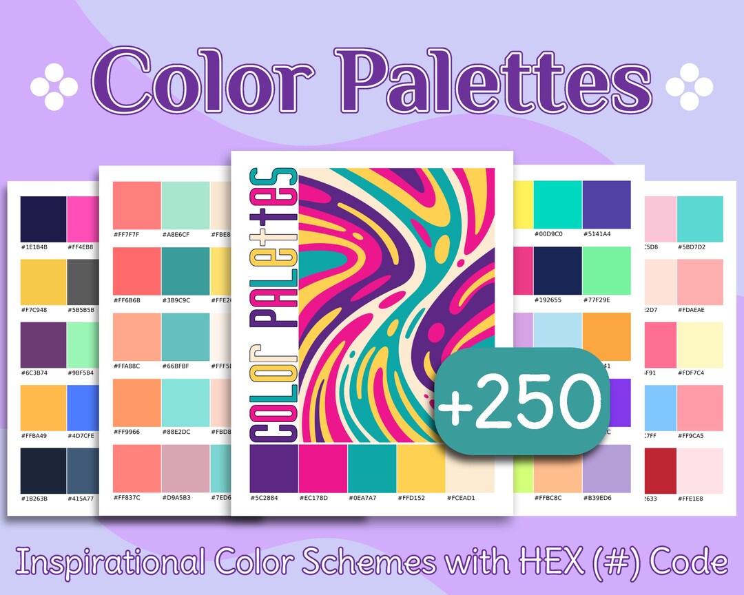 Color Palettes With HEX Codes. +250 Inspiring Color Schemes for Graphic ...