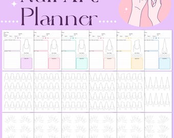 Agenda et feuille d'exercices pour les ongles – 6 formes d'ongles différentes | Modèles de conception d'ongles imprimables pour les professionnels de la pose d'ongles et les artistes - Téléchargement numérique