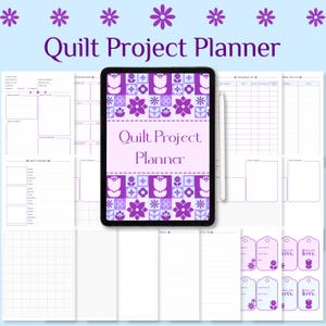 Quiltprojectplanner | Afdrukbaar quiltdagboek met 3 soorten ruitjespapier | Quilter's oefenbladen | Digitale pdf-download