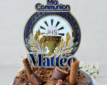 Cake Topper Religieux Personnalisable - Fichier Numérique. Ideal for Baptême, Première Communion & Confirmation - Formats SVG, PNG, Studio