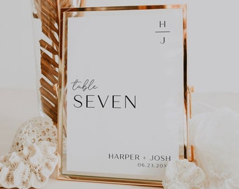 Wedding Table Number Sign Template | Minimalist Wedding Table Number Sign | Table Number Template | Includes 4x6" and 5x7"