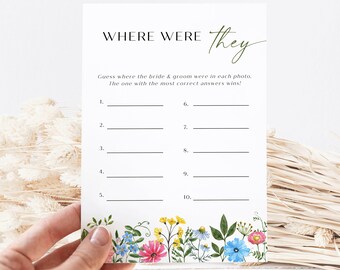 Where Were They? Game Template for Bridal Showers | Wildflower Bridal Shower | Floral Bridal Shower Games | W5
