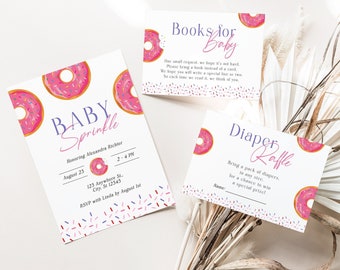 Baby Sprinkle Invitation Bundle | Baby Sprinkle Bundle | 100% Fully Customizable Template | Baby Shower Invitation & Inserts | Z1