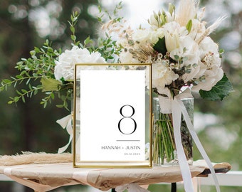 Minimalist Table Number Sign Template | Wedding Table Number Sign | Table Number Template | Includes 4x6" and 5x7"