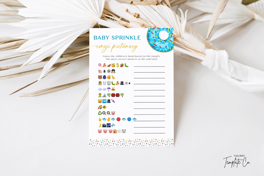 Baby Sprinkle Emoji Pictionary Game Template Boy Baby Sprinkle Boy Baby