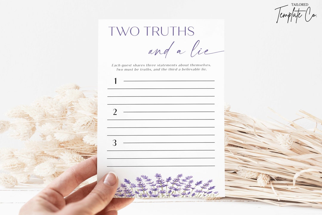 Two Truths and A Lie Template for Bridal Showers | Modern Bridal Shower ...